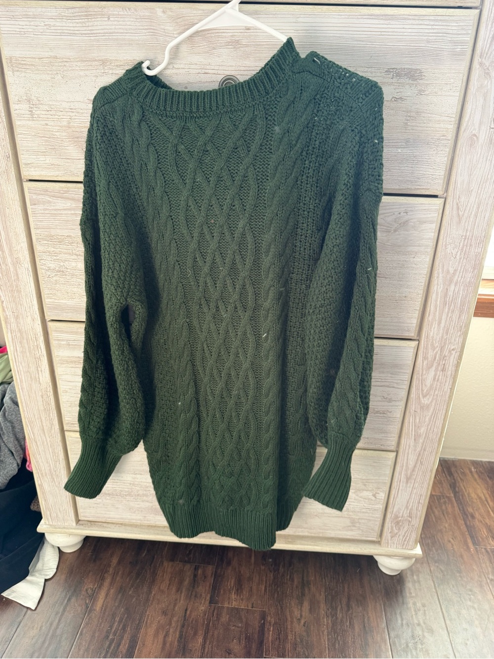 Dark Green Cable Knit Women's Sweater